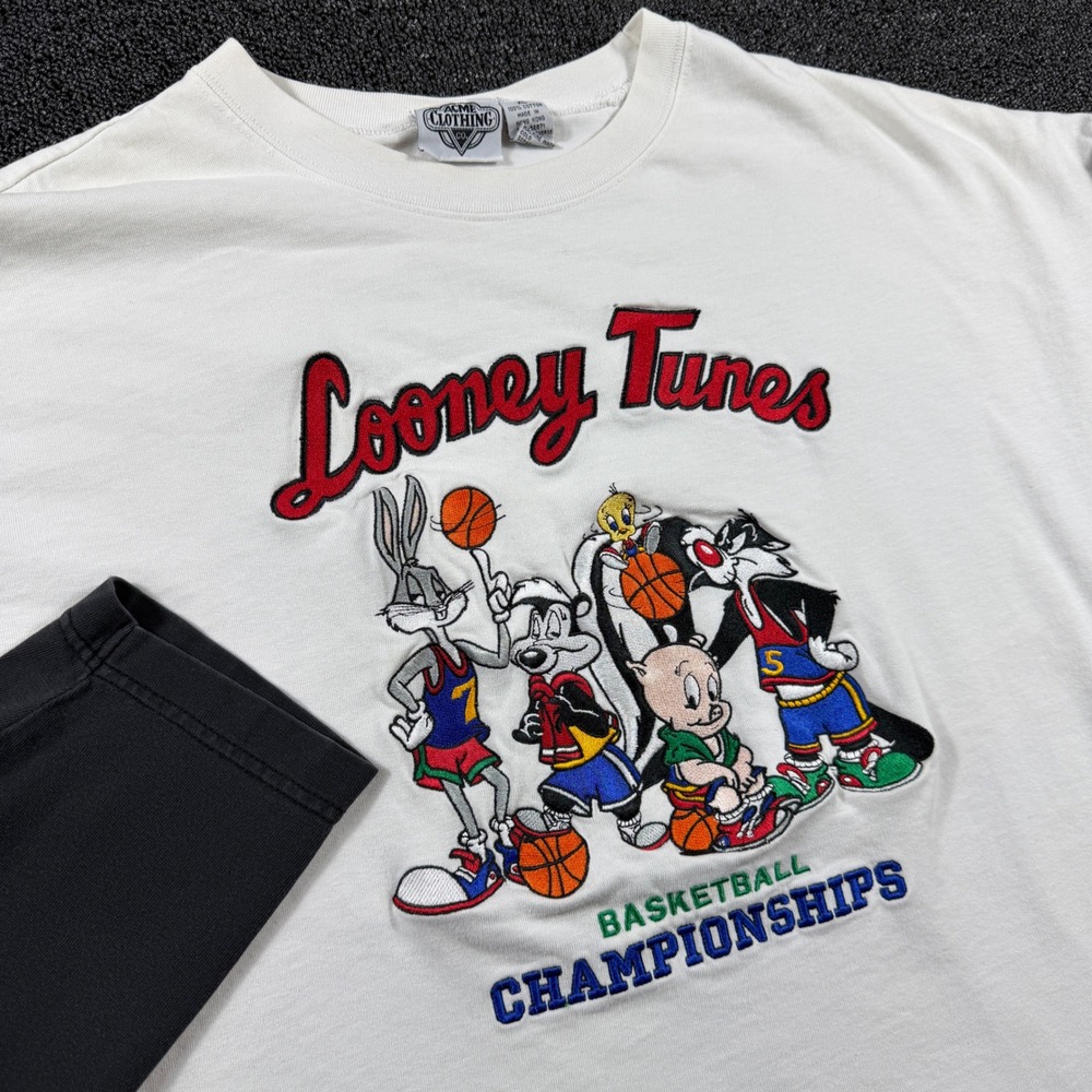 Vintage 1993 Looney Tunes Acme Long Sleeve Shirt Men's XL Basketball Space‎ Jam